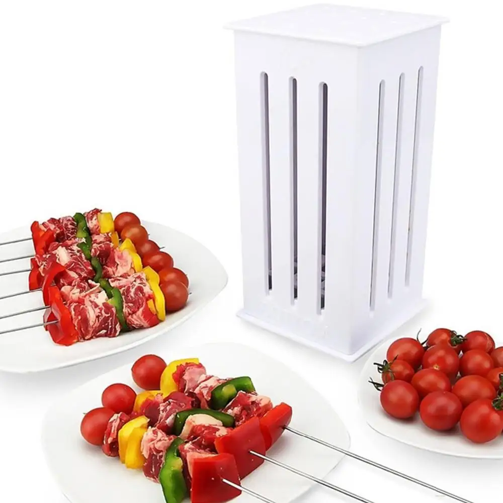 

16 Holes Meat Kebab Maker with Bamboo Skewers Kabobs Fast Making Tools Box Machine Beef BBQ Accessories Tools for Home BBQ Party