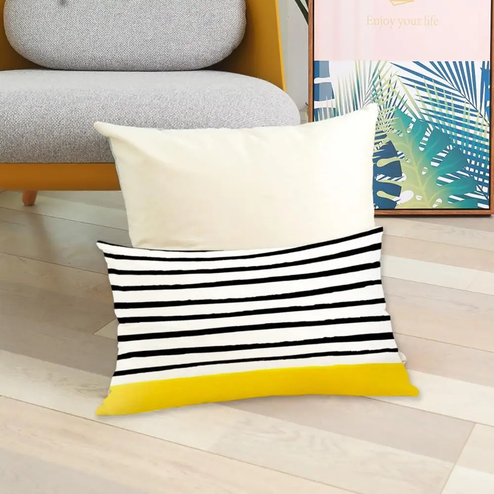 Желтая подушка 30*50 см чехол с геометрическим рисунком для дивана гостиной