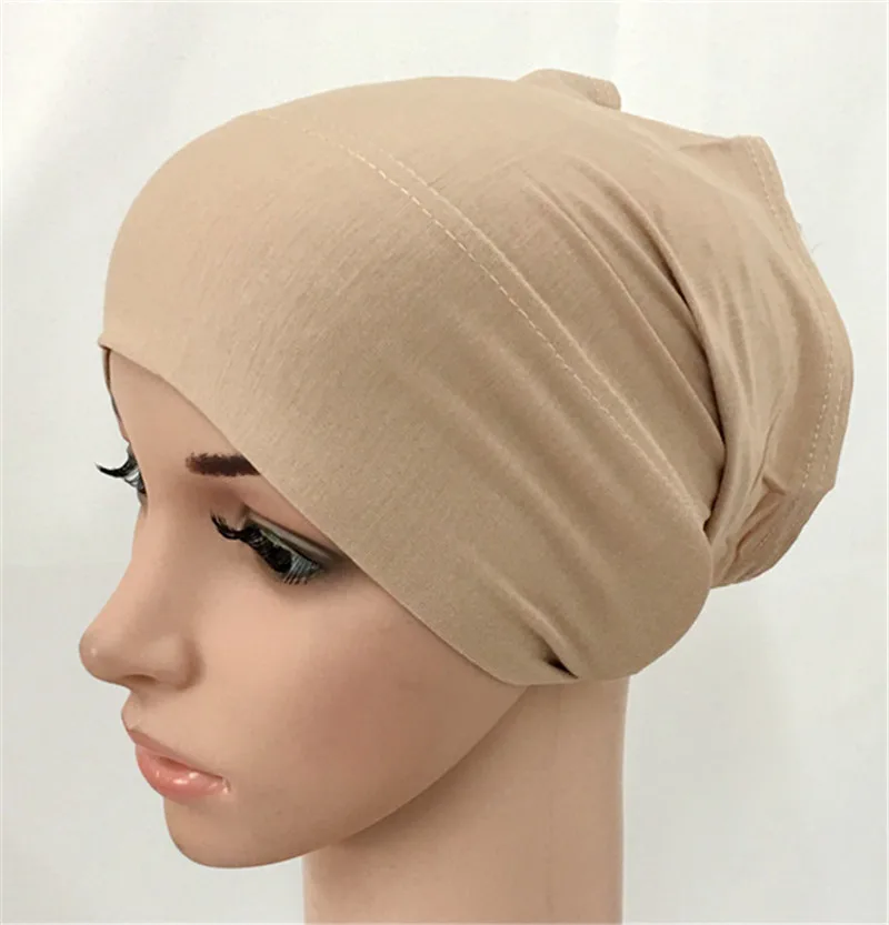 

2020 soft modal inner Hijab Caps Muslim stretch Turban cap Islamic Underscarf Bonnet hat female headband tube cap turbante mujer