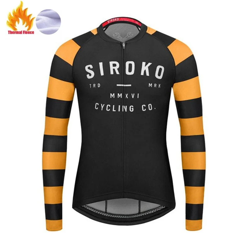 

Мужская велосипедная футболка SIROKO с длинным рукавом, спортивные дышащие мужские рубашки, Теплая Флисовая одежда для велосипеда, топы, Джерс...