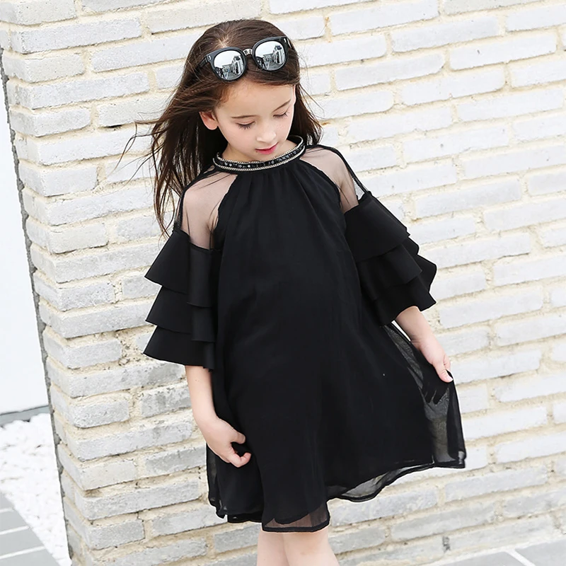 Летнее платье для девочек детские платья с длинным рукавом Элегантное