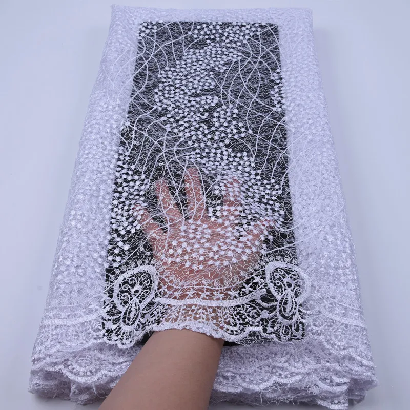 Чистая Белая французская сетчатая кружевная ткань высокого качества