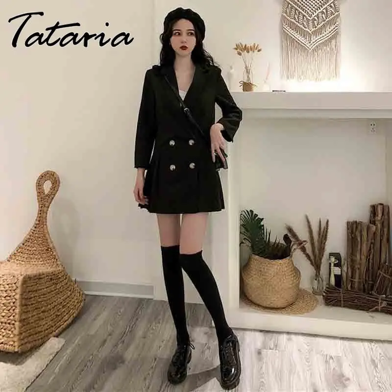 Tataria Blazer Pleated Dress women's long sleeve office lady for women jacket Sexy Dresses Elegant spring short | Женская одежда