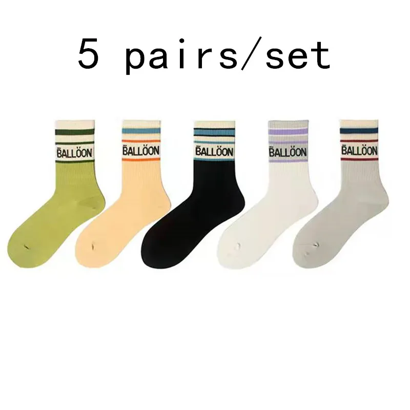 Woman stockings  5 pairs Winter good Quilted sports grid flower media Letter stripe colorful standard cotton sandal