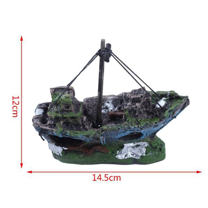 

2Pcs Aquarium Shipwreck Decorations Resin Sunken Ship Fish Tank Ornaments for Aquarium Environments Decor Accessories