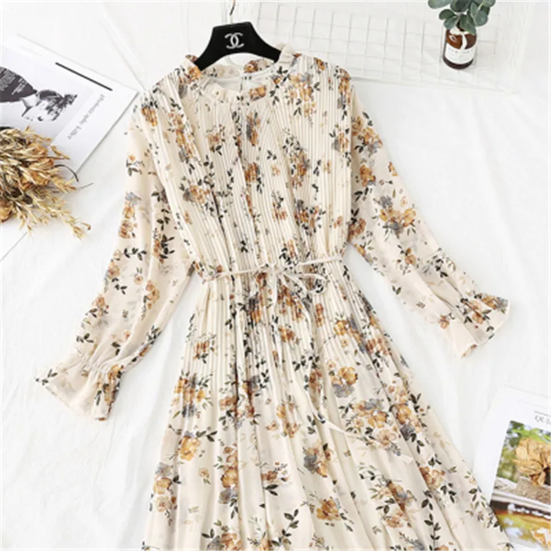 Женское платье с цветочным принтом элегантное в стиле ретро воротником-стойкой и