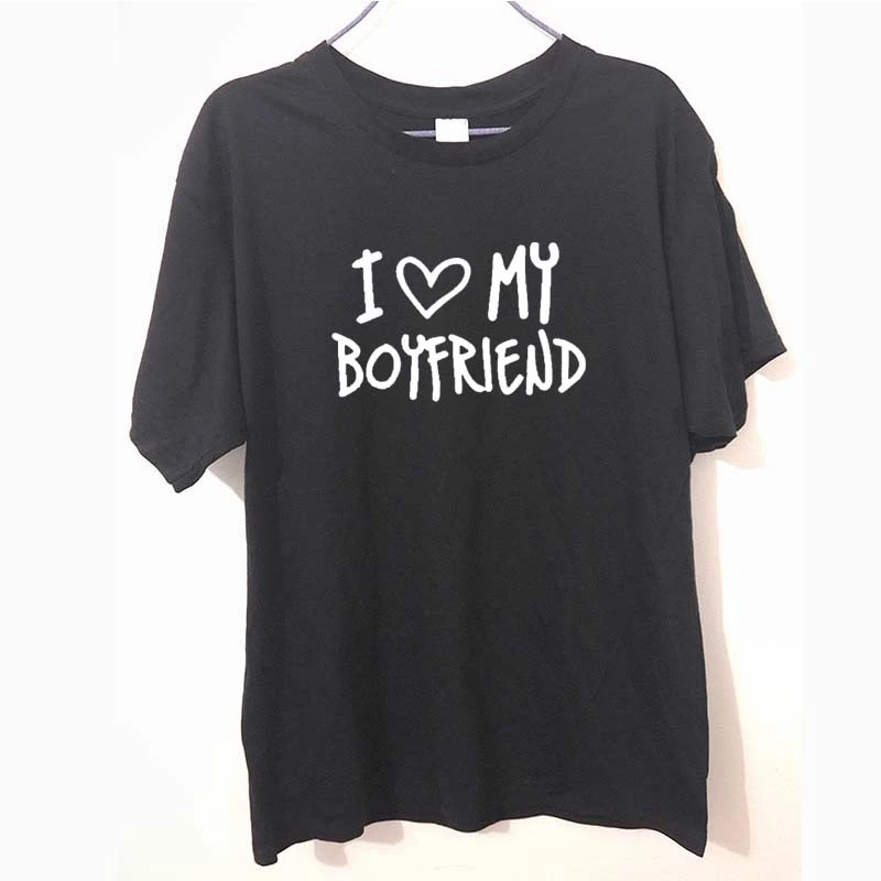 I Love My Girlfriend черная футболка бойфренда для мужчин и женщин Повседневная хлопковая