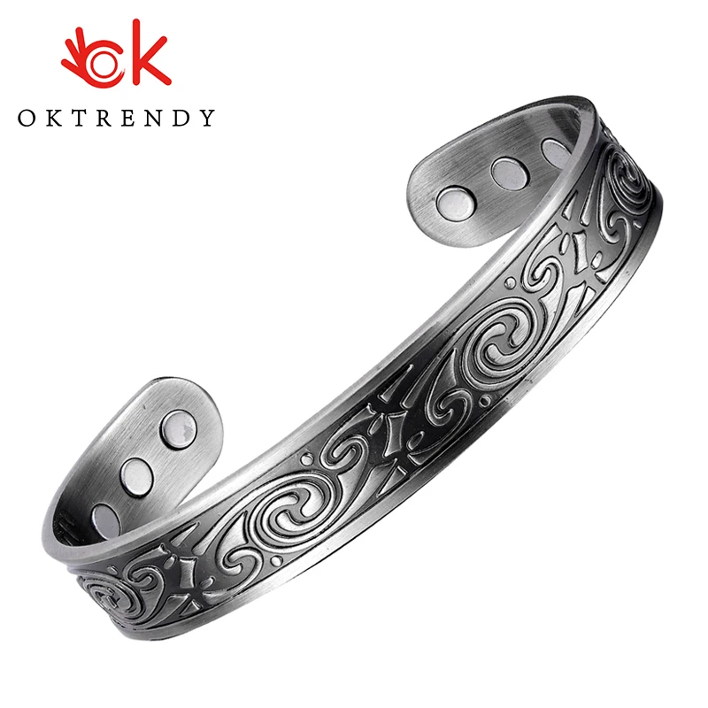 

OKtrendy Magnetic Cuff Bracelet Arthritis Health Energy Wristband Bangle Homme Vintage Adjustable Cuff Wide Jewelry