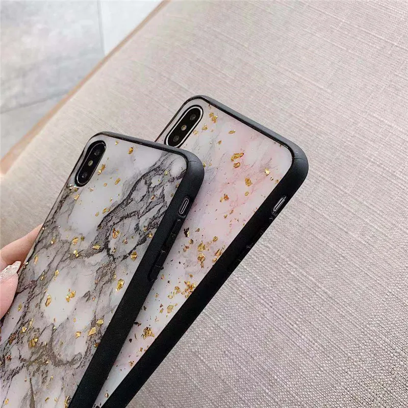 Блестящий чехол для телефона с золотыми блестками и мрамором Huawei P20 Lite P30 Pro Y6 Y7 Y9