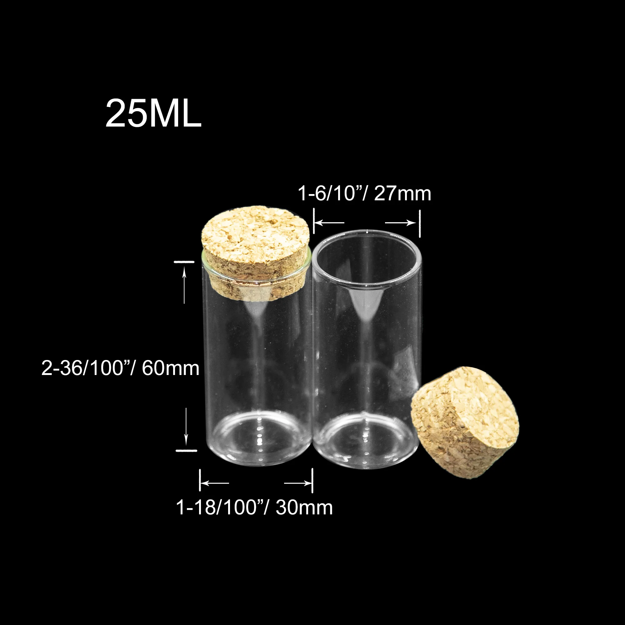 25 мл Маленькая прозрачная стеклянная пробирка с пробками, украшение изделий из рукоделия, подарки, флаконы для парфюмерии, закусочная банка, подливка 50 шт.
