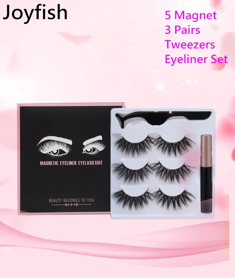 POPULASHES 5 Magnetic 3 Pairs Natural Long Lashes Tweezers Waterproof Eyeliner Set Magnet False Eyelashes Dramatic Makeup Kit | Красота и