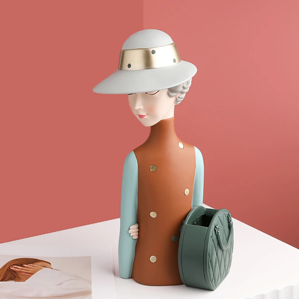 

Creative Nordic Girl Sculpture Fashion Lady Resin Statue Modern Home Decoration Living Room Decor Accessories Crafts Girl Gifts