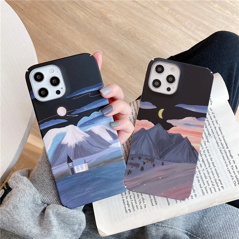 Абстракция горный облака Луна Чехол для мобильного телефона iPhone 11 12 Pro Max Xr Xs X 6 6S 7 8