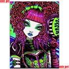 5d алмазная живопись в стиле панк, мультяшная девушка, сделай сам, полная квадратная картина, Алмазная мозаика, стразы, художественный Декор