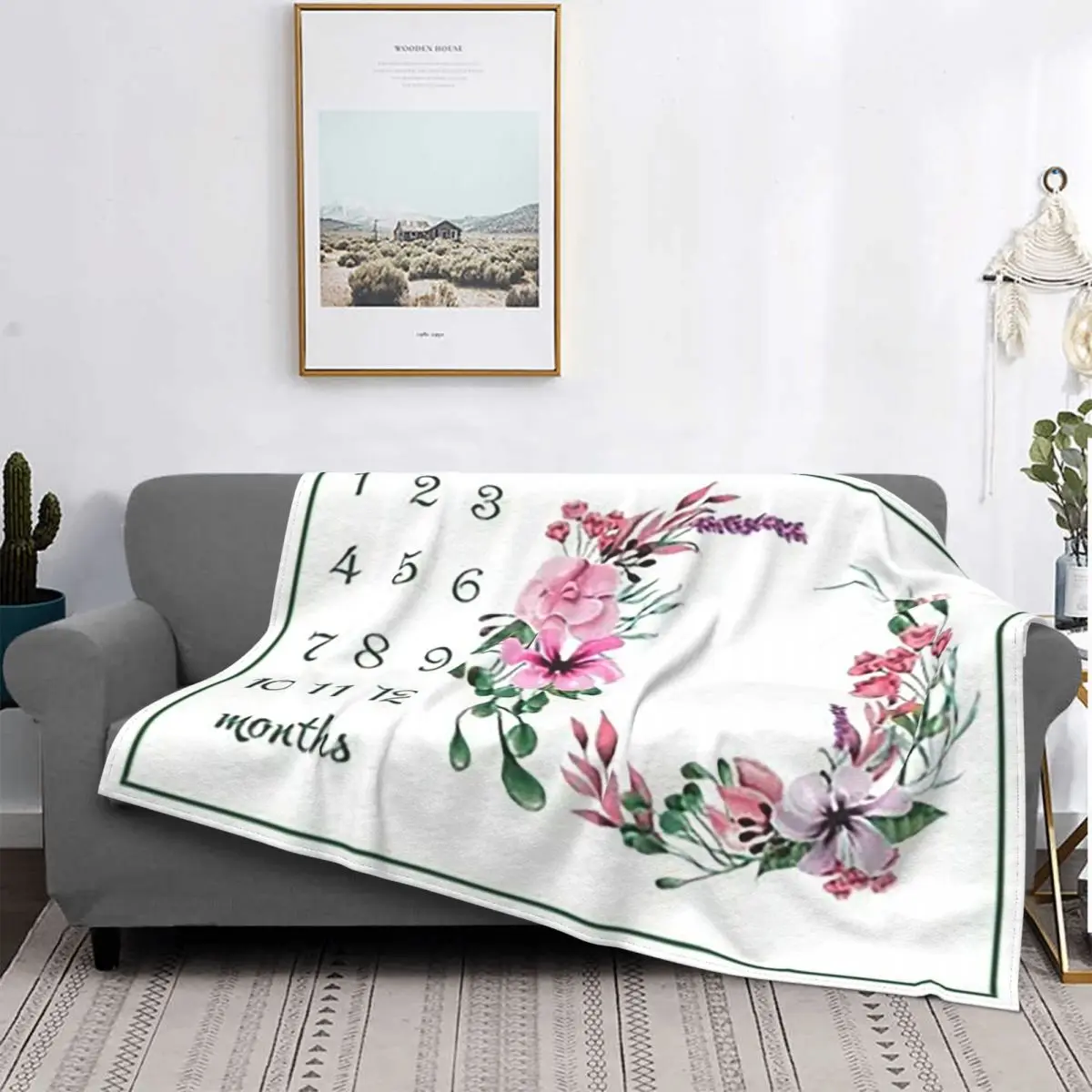 

Milestone Infant Blankets Coral Fleece Plush Autumn/Winter Baby Photos Newborn Ultra-Soft Throw Blanket for Bed Travel Rug Piece