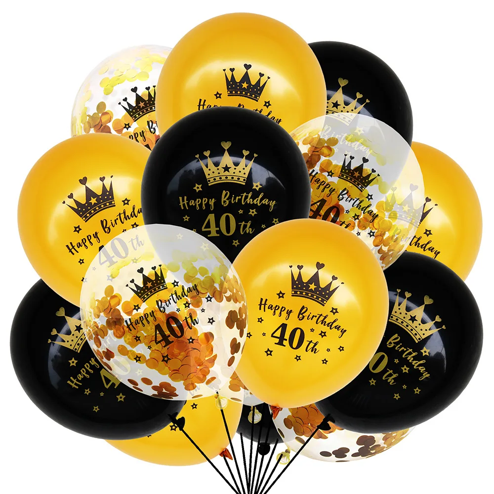 

15pcs/set Black Gold Latex Balloons 18 30 50 Happy Birthday Party Confetti Balloons Adult Birthday Ballons Decorations Supplies
