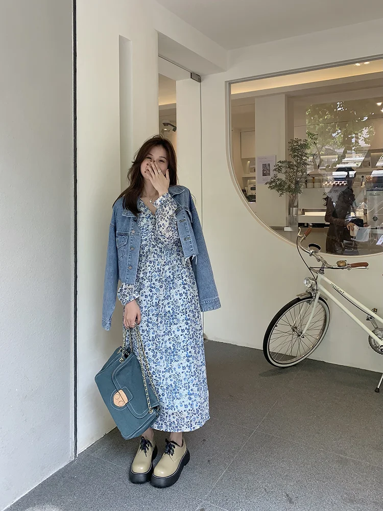 Платье женское шифоновое с V-образным вырезом и цветочным принтом | Женская