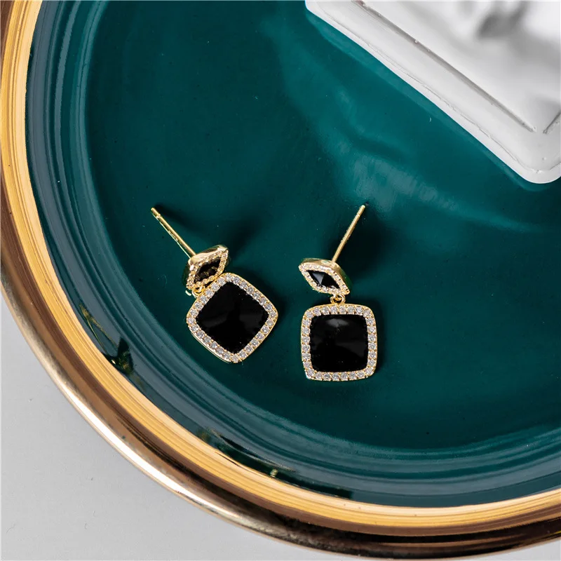 

Sodrov Silver 925 Jewelry 925 Sterling Silver Earrings for Women Black Earrings