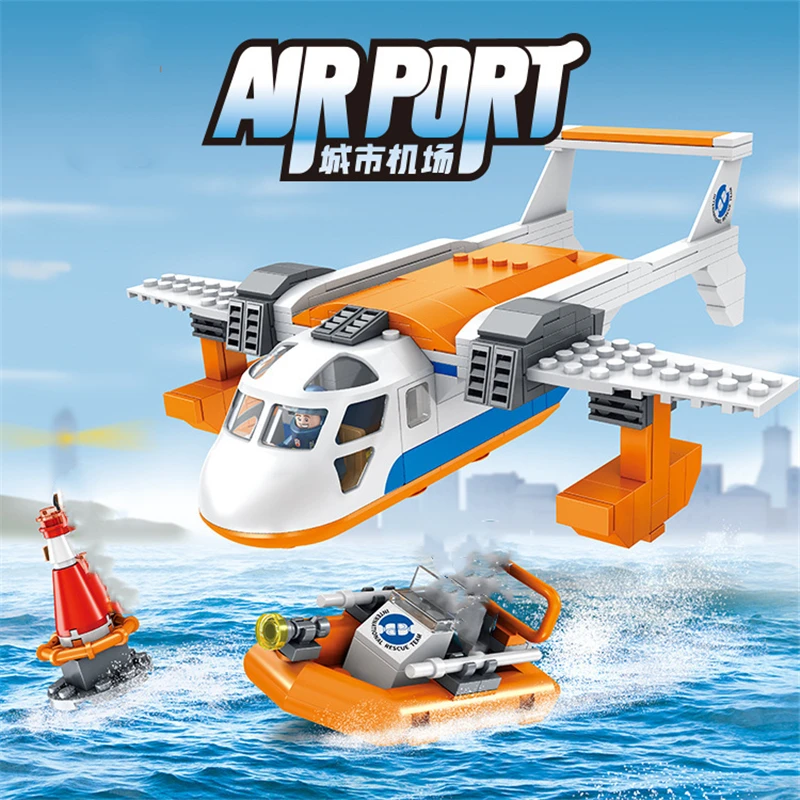 

274PCS Seaplane Building Blocks Aircraft Airplane Water Rescue Bricks Model Toys for Children Kids Gifts