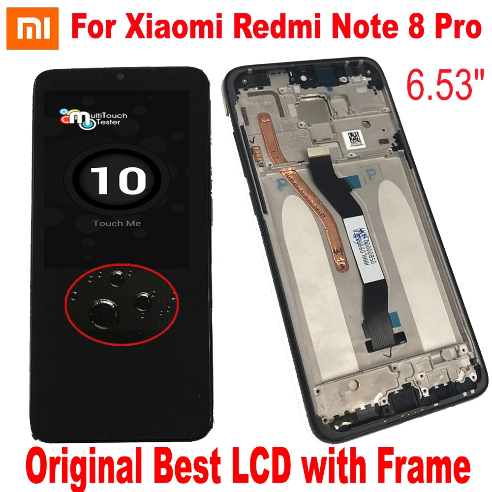 100 original best touch screen digitizer lcd display assembly sensor frame for xiaomi redmi note 8 note8 pro phone pantalla free global shipping