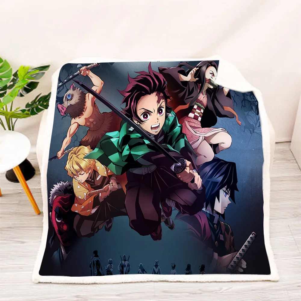 

3D Blanket Demon Slayer Kids Anime Fleece Cartoon Art Print Children Warm Bed Throw Blanket newborn bayby Blanket style-03