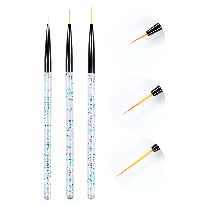 3Pcs Set 2 УФ-гель для ногтей, кисть для рисования, кисть для рисования, акриловая резьба, кисть для педикюра, маникюра, инструмент для дизайна ногтей, сделай сам, УФ-Гель-лак - Цвет: 3Pcs Set 2