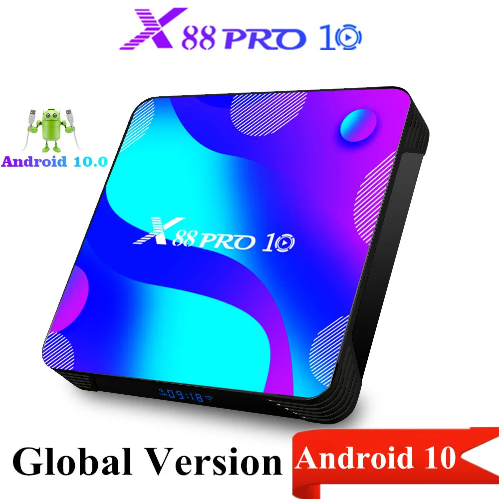 Смарт приставка для ТВ андроид 10 X88 PRO RK3318 1080p 4K 60fps USB3.0 Google PlayStore Netflix Youtube
