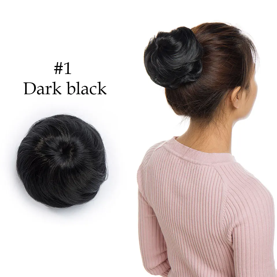 dark black Snoilite шнурок клип в шиньон волосы булочка синтетический пучок волос кусок шнурок updo волосы булочки для женщин кудрявые шиньон волосы - Цвет: dark black