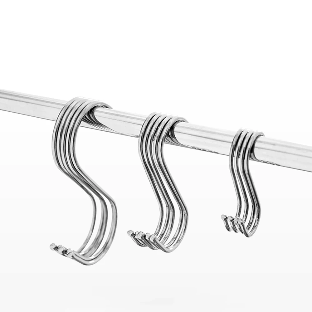 

10 Pcs Universal Stainless Steel S-Shaped Hook Kitchen Cutlery Pot Clothing Storage Multifunctional Hook Hanger
