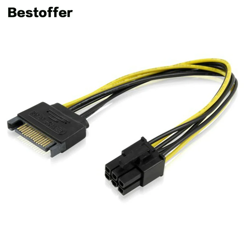 

20CM SATA 15 Pin Male to 6 Pin PCI-Express Card Power Adapter Cable