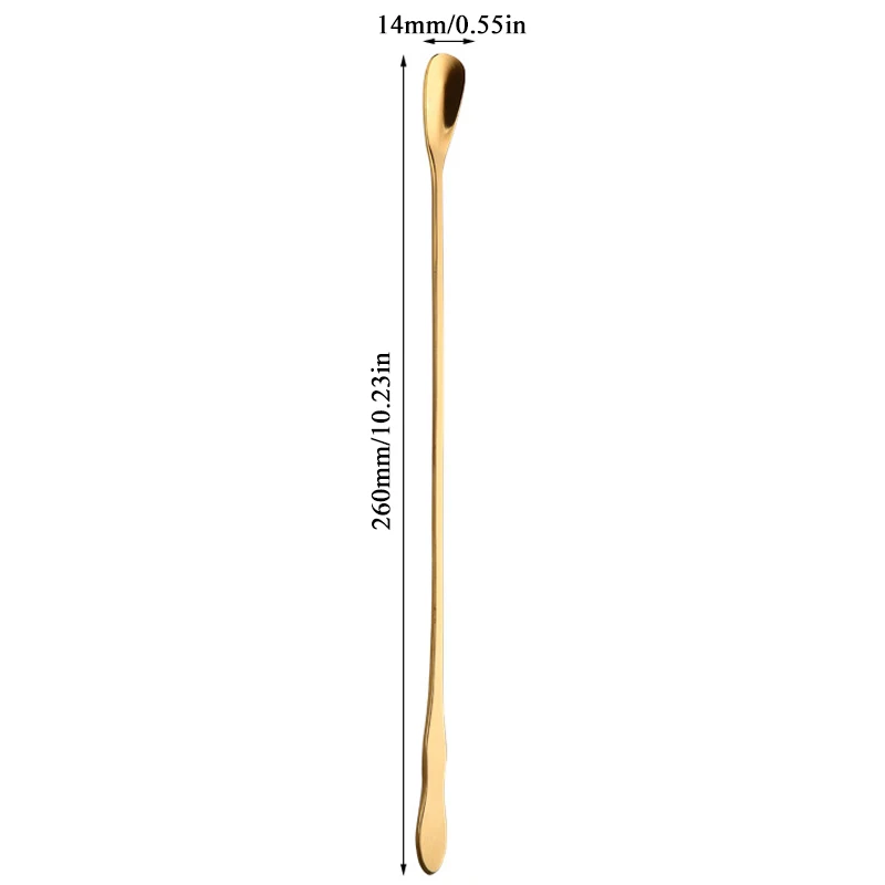 gold long Новинка 1 шт. кофейная ложка из нержавеющей стали с длинной ручкой красочные кофейные ложки десертная чайная ложка кухонный гаджет инструмент посуда - Цвет: gold long