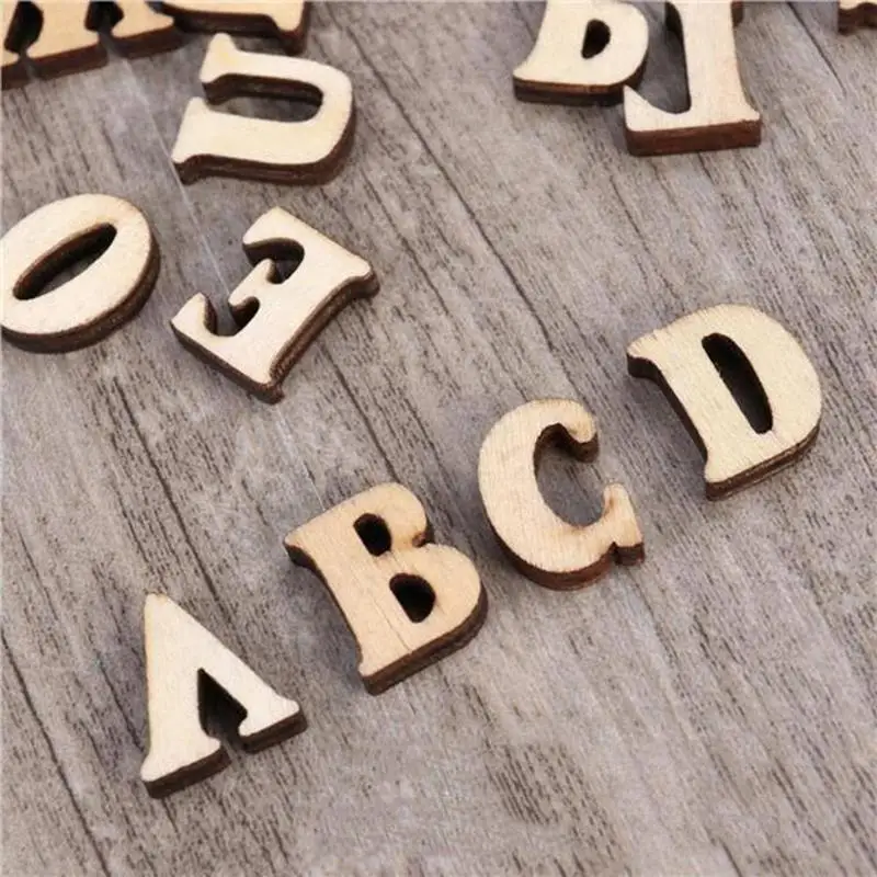 

100pcs Log English Alphabet Letters Natural Wooden Number Decoration Diy Scrapbooking Letter Digital Household Decor Arts Crafts