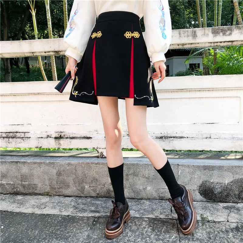 Женские плиссированные юбки с вышивкой и высокой талией Новинка лета 2021 модные