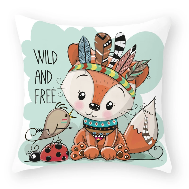 

Fox Animal Decorative Cushions Pillowcase Polyester Cushion Cover Cartoon Throw Pillow 45*45 Sofa Decoration Pillowcover 40892