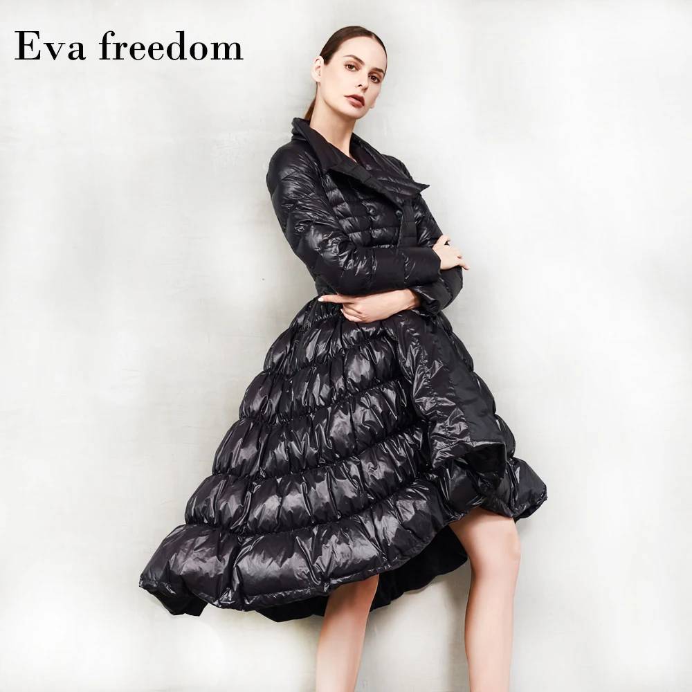 Женская пуховая парка с пышным белым утиным пухом модная зимняя длинная