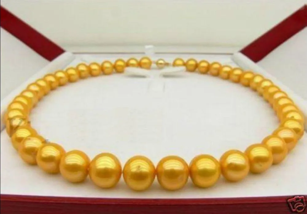 

SHIPPINGBeautiful! AA+ 9-10MM SOUTH SEA GOLDEN PEARL NECKLACE "
