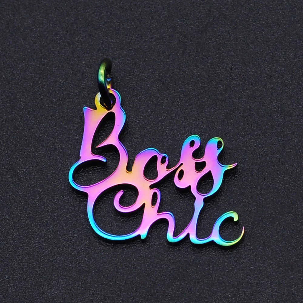 5 шт./лот 100% Подвеска из нержавеющей стали Boss Chic надпись Очаровательная подвеска