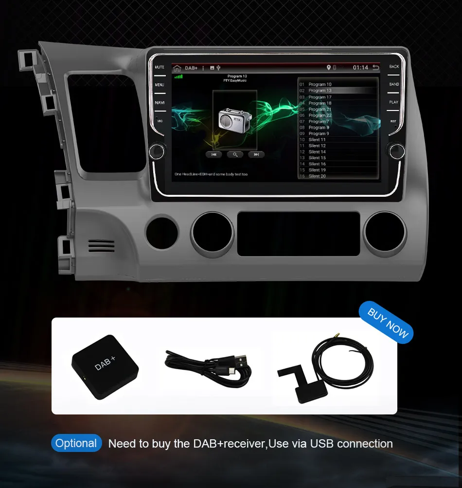Eunavi 4G+ 64G 2 DIN ips Android 9,0 автомобильный Радио Мультимедиа Видео плеер gps для Honda Civic 2006-2011 2din автомобильный ПК 9 дюймов без dvd