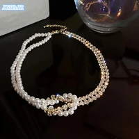 european and american temperament pearl stone knot splicing choker korean fashion jewelry girls sexy necklace for wife gift