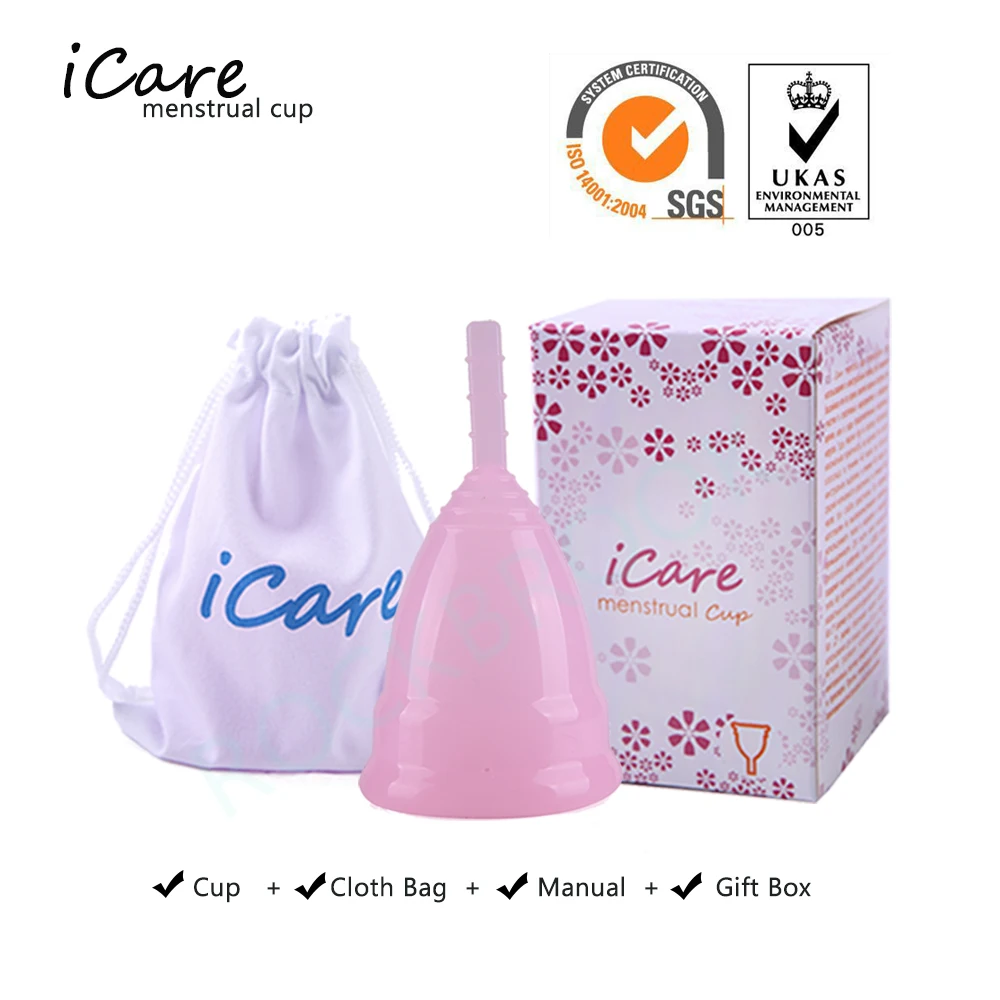 3 шт. MC01PK iCare международный бренд 100% Медицинские силиконовые менструальные чашки