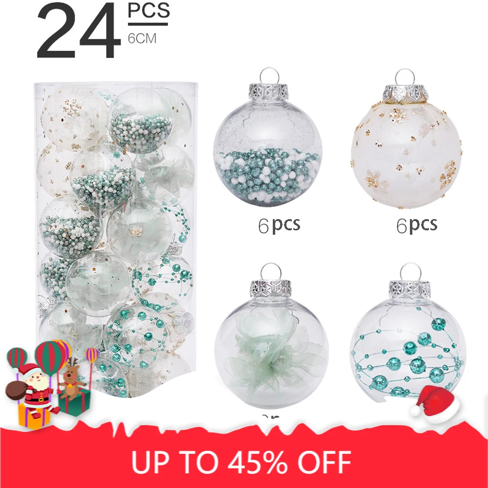

Delicate Glittering Christmas Ball Ornaments, 24 Pieces 6cm Classic Collection Baubles Set for Christmas Tree