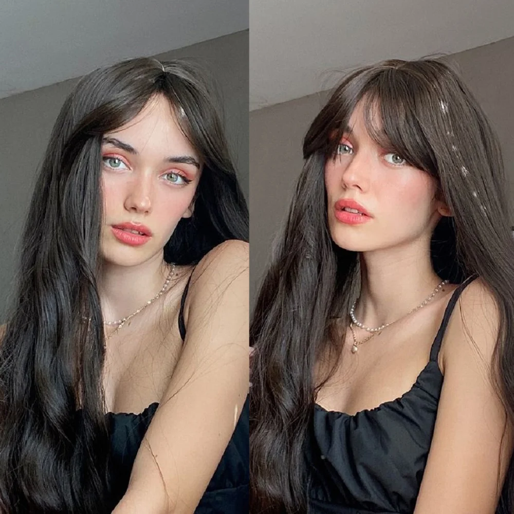 Gemma-Женский синтетический парик искусственные волосы обруч черный