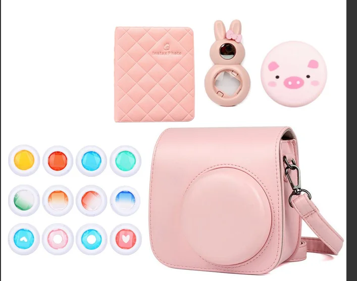 

Fujifilm Instax Mini 8 9 Camera Accessories Bundle with Case 36 Photos Album 1 Selfie Mirror 12 Filter 1 Pig Camera Lens Cap
