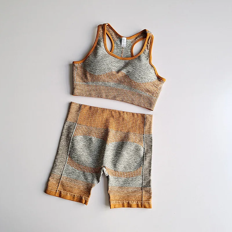 Женский бесшовный комплект для йоги спортивный бюстгальтер с высокой талией