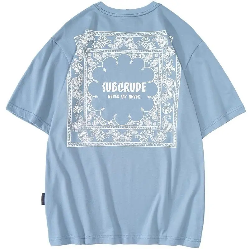 

Western Style Cashew Flower Short Sleeve T-shirt Men's Summer Tops Tees Oversized Tshirts Couple Casual Cotton T-shirt Clothes