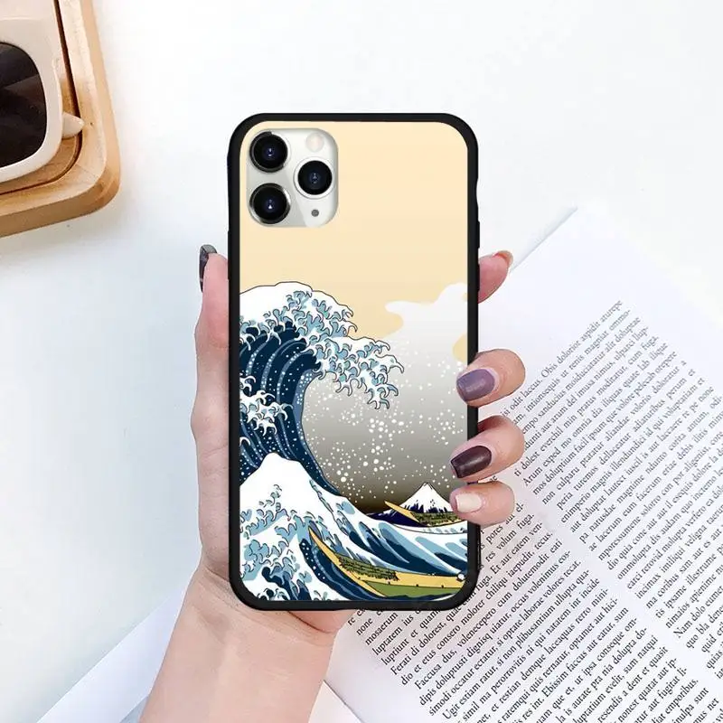 

Wave Art Japanese Green Illust Phone Case for iPhone 11 12 pro XS MAX 8 7 6 6S Plus X 5S SE 2020 XR Luxury shell funda coque