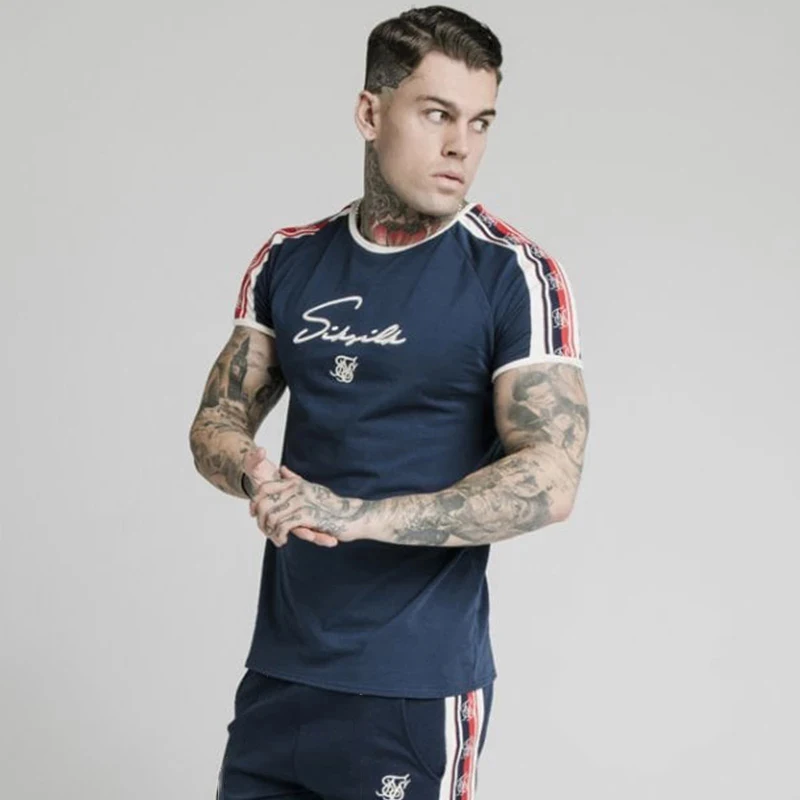 Мужская шелковая футболка Sik брендовая одежда с короткими рукавами шелковые