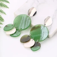 bohemian oval acrylic tassel earrings for women vintage round geometric dangle drop earrings 2020 female fashion jewelry gifts