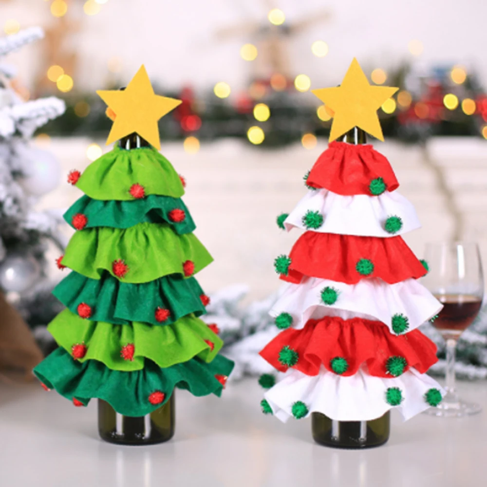 

Christmas Tree Wine Bottle Set Funny Christmas Tree Bottle Set Bag Decoration Gift Dinner Party Table Decor Wine Bottle