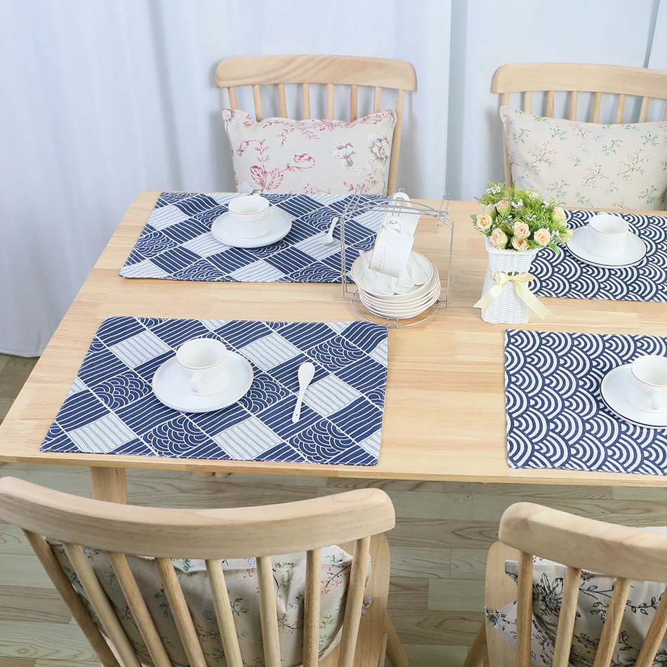 

30x45cm Rectangle Double Layer Cloth Washable Pads Table Bowl Mats Home Christmas Decor Heat Resistant Placemat For Dining Table